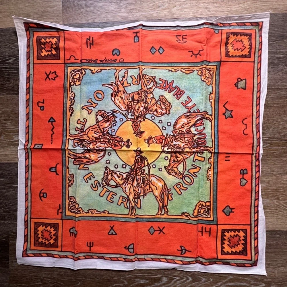 Buckeye Blake Bandana Unisex OS Orange On The Western Front Vintage 1993 Art